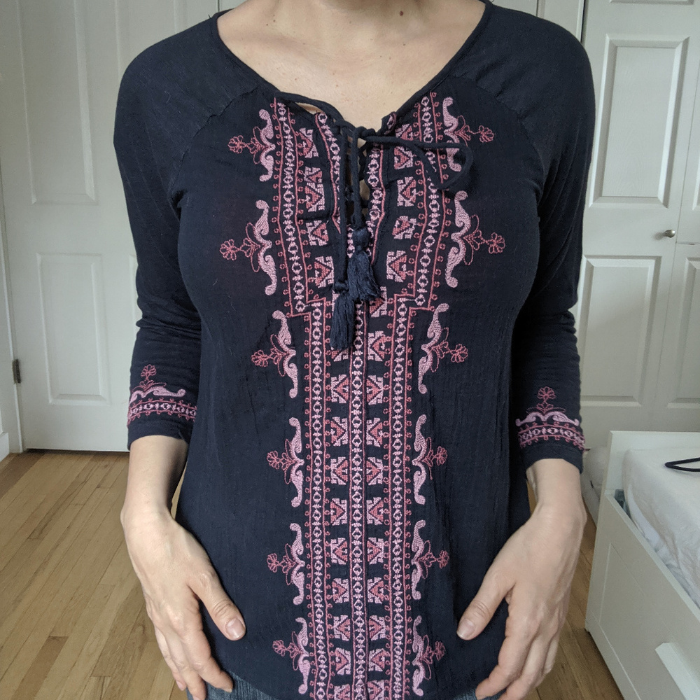 Boho Women indian embroidered 3/4 Sleeve